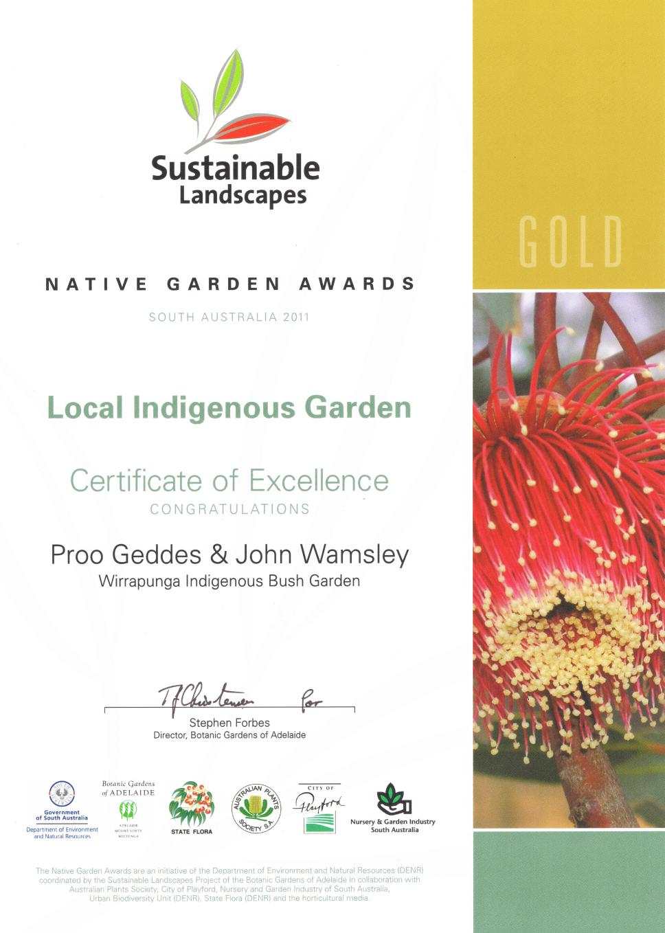 Certificate of Excellence 2011